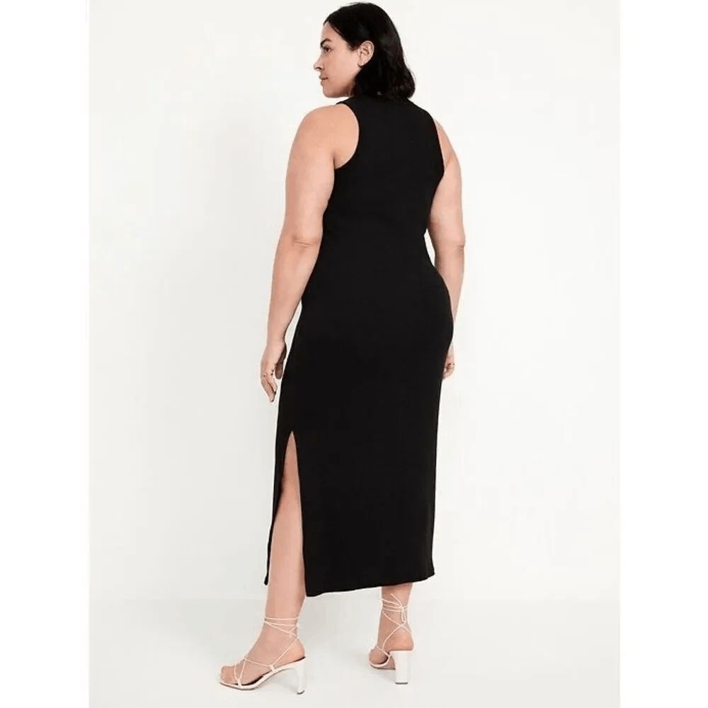 Old Navy Black Fitted High-Neck Rib-Knit Maxi Dress S/M - Picture 9 of 9